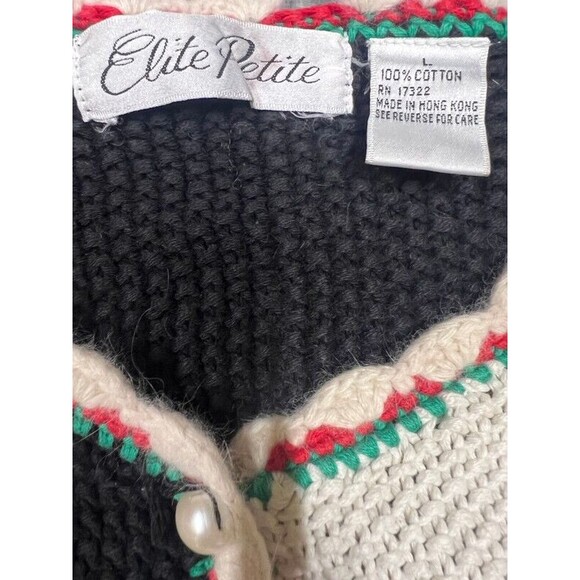 Elite Petite Faux Pearl Button Up Ugly Christmas Sweater Cardigan Womens Large - Picture 4 of 6